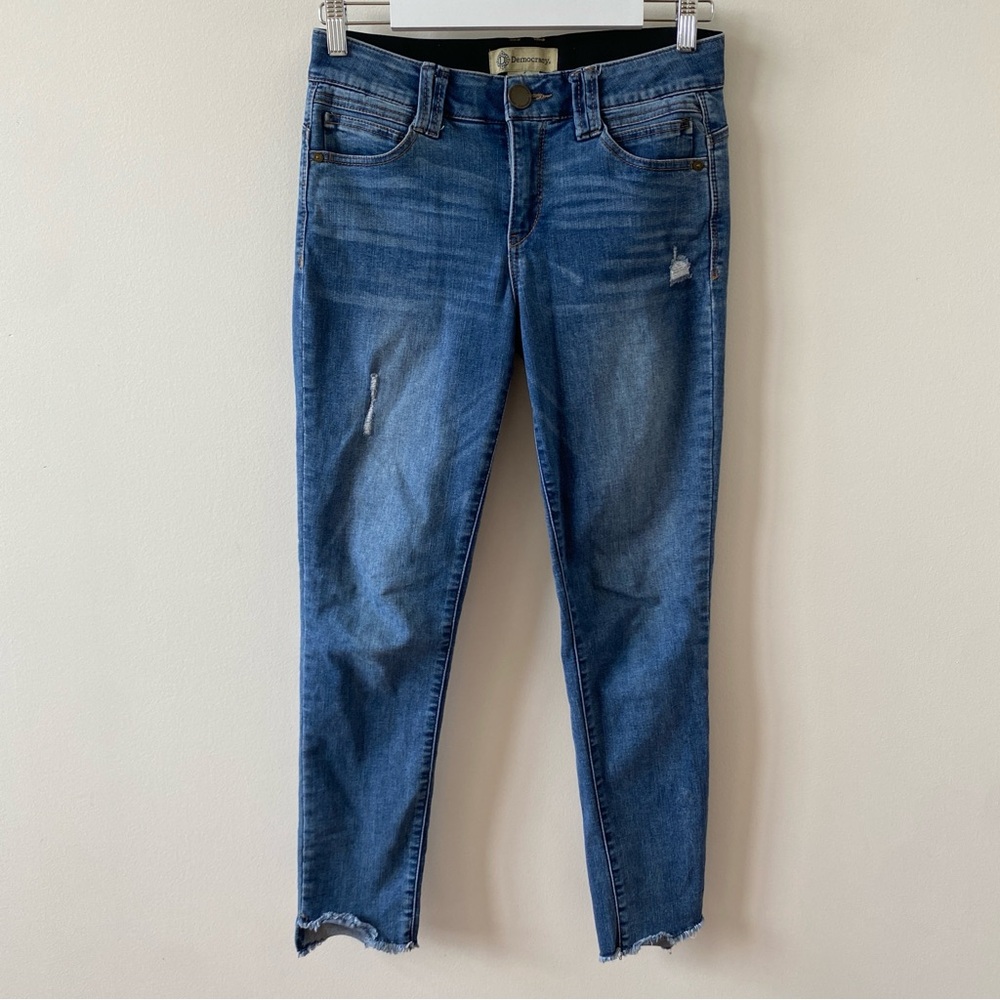 Democracy Ab Technology Distressed Blue Ankle Jeans Size 4